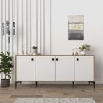 Cool Home Eylül Modern Konsol 180 cm Sepet-Beyaz - 78 X 180 X 45 - Ceviz - Beyaz