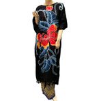 Cool Kaftans Yeni İnanılmaz Siyah Orkide Çiçeği Kaftan Elbise Çiçekli Yumuşak Büyük Beden, siyah, XXL