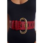 Cool & Sexy BE523 Kadın Bordo Yılan Desenli Kemer