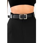 Cool & Sexy BE655 Kadın Siyah Basic Gümüş Tokalı Kemer