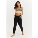 Cool & Sexy İS3873 Kadın Siyah Beli Lastikli Muslin Pantolon