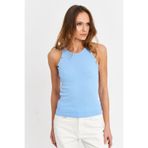 Cool & Sexy Kadın Açık-Mavi Düğme Detaylı Kolsuz Kaşkorse Bluz TF55