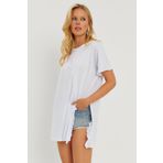 Cool & Sexy Kadın Beyaz Fırfırlı Uzun T-Shirt DY2986