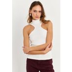 Cool & Sexy Kadın Beyaz Halter Yaka Kaşkorse Bluz EY1454