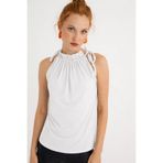 Cool & Sexy Kadın Beyaz Yakası Fırfırlı Kolsuz Bluz BTH01