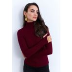 Cool & Sexy Kadın Bordo Balıkçı Yaka Triko Bluz