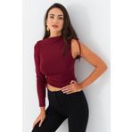 Cool & Sexy Kadın Bordo Büzülebilir Tek Kol Bluz CG390