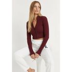 Cool & Sexy Kadın Bordo Kaşkorse Kısa Ceket EY1057