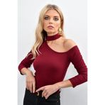 Cool & Sexy Kadın Bordo Tek Omuz Bluz CG53