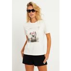 Cool & Sexy Kadın Ekru Baskılı T-Shirt AYD322