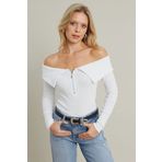 Cool & Sexy Kadın Ekru Fermuarlı Madonna Yaka Bluz EY2559