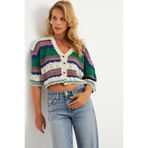Cool & Sexy Kadın Ekru Multi Renkli Hırka MİW3851