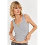 Cool & Sexy Kadın Gri Aksesuarlı Kaşkorse Bluz RLO116
