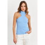 Cool & Sexy Kadın Mavi Halter Yaka Kaşkorse Bluz EY1454