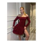 Cool & Sexy Kadın Omuz Detay Mini Elbise Bordo