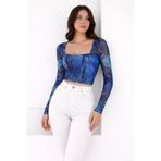 Cool & Sexy Kadın Paisley Desenli Kare Yaka Bluz
