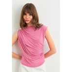 Cool & Sexy Kadın Pembe Düğme Detaylı Büzgülü Bluz LPP1205-1