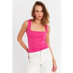 Cool & Sexy Kadın Pembe Kare Yaka Bluz TF64-90