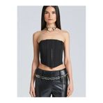Cool & Sexy Kadın Şık Korse Crop Top - Straplez Düğmeli Büstiyer Siyah