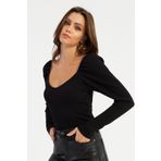 Cool & Sexy Kadın Siyah Balon Kol Bluz RK42