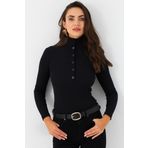 Cool & Sexy Kadın Siyah Çıtçıtlı Kaşkorse Bluz EY2983