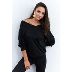 Cool & Sexy Kadın Siyah Kısa Sweatshirt TF16