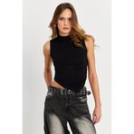 Cool & Sexy Kadın Siyah Kolsuz Crop Bluz ZH07