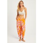 Cool & Sexy Kadın Turuncu Desenli Keten Şalvar Pantolon K1253
