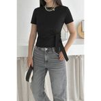 Cool & Sexy Kadın Yandan Bağlama Detaylı Bluz Siyah
