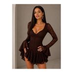 Cool & Sexy Kahve Dantel Detaylı Şort Astarlı Mini Elbise