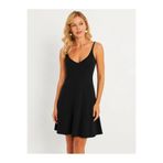 Cool & Sexy Kaşkorse V Yaka İp Askılı Mini Elbise – Siyah