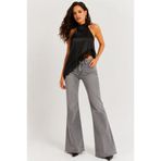Cool & Sexy Siyah Dantel Detaylı Asimetrik Saten Bluz