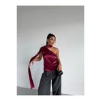 Cool & Sexy Yaka Detay Saten Bluz Bordo