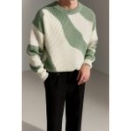 Cool Street Erkek Mint Yeşili-Beyaz Regular Fit Triko Kazak