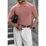Cool Street Erkek Pudra Selanik Örgü Italyan Reklan Bisiklet Yaka Triko Kazak - M
