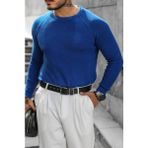 Cool Street Erkek Saks Selanik Örgü Italyan Reklan Bisiklet Yaka Triko Kazak - M