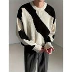 Cool Street Erkek Siyah-Beyaz Regular Fit Triko Kazak - Siyah - Beyaz