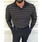 Cool Street Siyah Erkek Slim Fit Polo Yaka Patlı Triko KAZAK-TRZ19132R04S