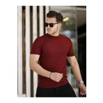 COOL TARZ Bordo Erkek Yuvarlak Yaka Örme T-shirt