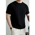 COOL TARZ Canlı Siyah Erkek Yuvarlak Yaka Örme T-shirt
