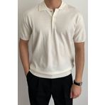 COOL TARZ Erkek Beyaz Düğmeli Regular Fit Triko T-Shirt