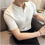Cool Tarz Erkek Beyaz Patlı Kısa Kollu Polo Yaka Triko T-Shirt
