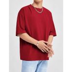 Cool Tarz Erkek Bisiklet Yaka %100 Pamuk T-Shirt - Kırmızı - XL