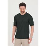 Cool Tarz Erkek Bisiklet Yaka Fitilli Kısa Kollu Ince Triko T-Shirt - M - Haki