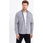 Cool Tarz Erkek Gri Çift Cepli Çıt Çıt Düğmeli Slim Fit Kot GÖMLEK-TCKTGMLKR06S