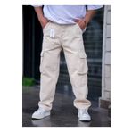 Cool Tarz Erkek Kargo Cep Baggy Pantolon Krem Rengi