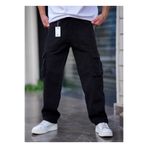 COOL TARZ Erkek Kargo Cep Baggy Pantolon Mat Siyah Rengi