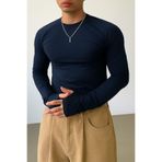 COOL TARZ Erkek Lacivert Uzun Kollu Basic T-shirt
