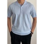 Cool Tarz Erkek Mavi Düğmeli Regular Fit Triko T-Shirt - XL