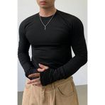 COOL TARZ Erkek Siyah Uzun Kollu Basic T-shirt